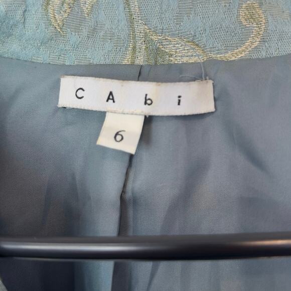 CAbi Guinevere Floral Jacquard Tapestry Longline Belted Coat Size 6 Blue Green - Picture 4 of 9